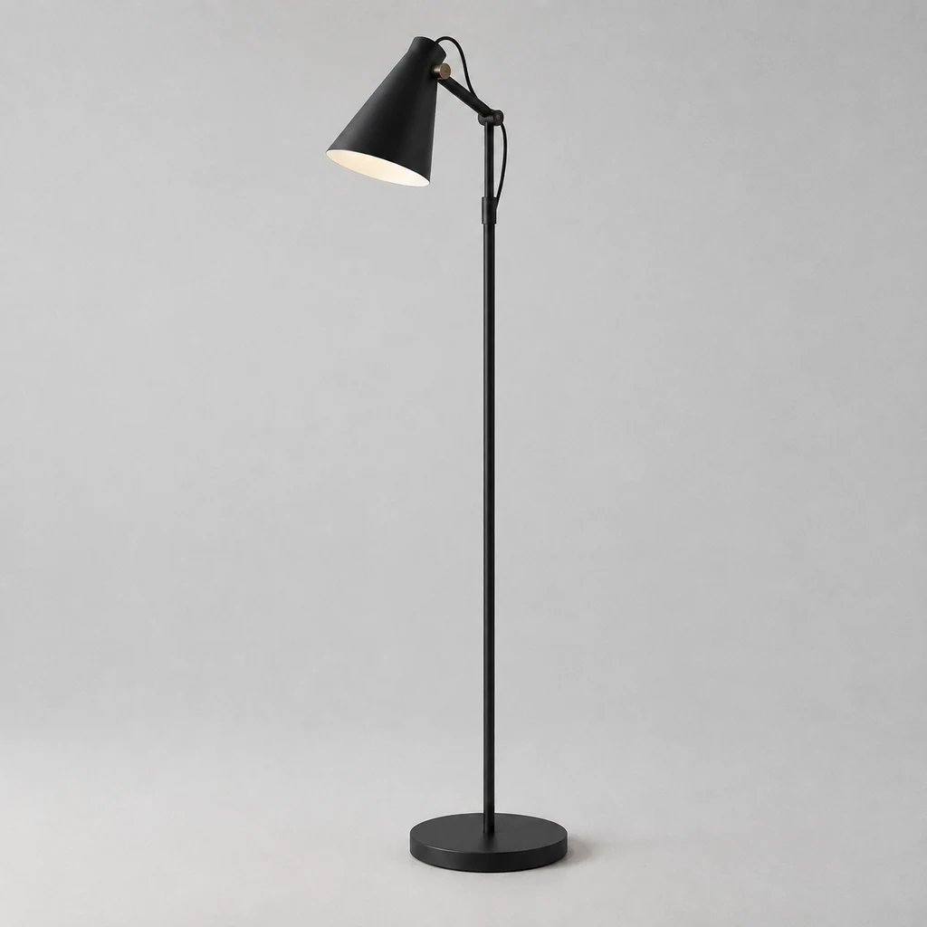Selby floor lamp in matt black steel with an adjustable head